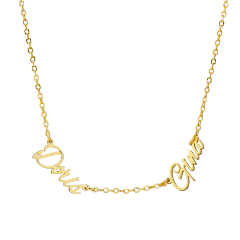 Fashionable gold letter pendant O-shaped chain necklace