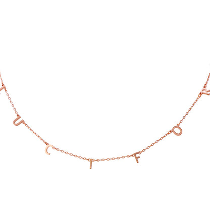 Rose Gold Copper Alloy O-Chain Necklace with Letter Pendant