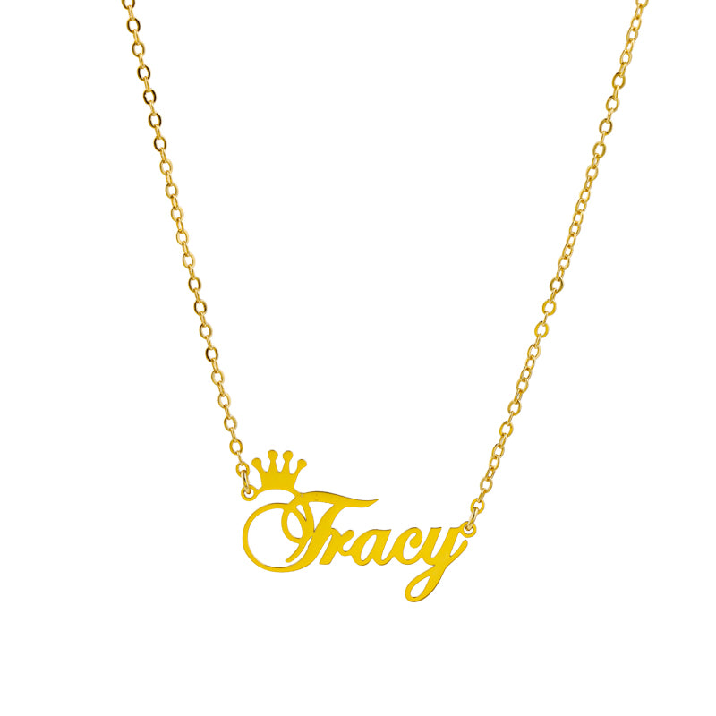 Gold Stainless Steel O-Chain Necklace with Letter Pendant
