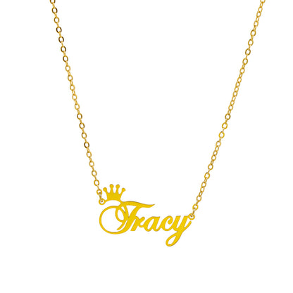 Gold Stainless Steel O-Chain Necklace with Letter Pendant