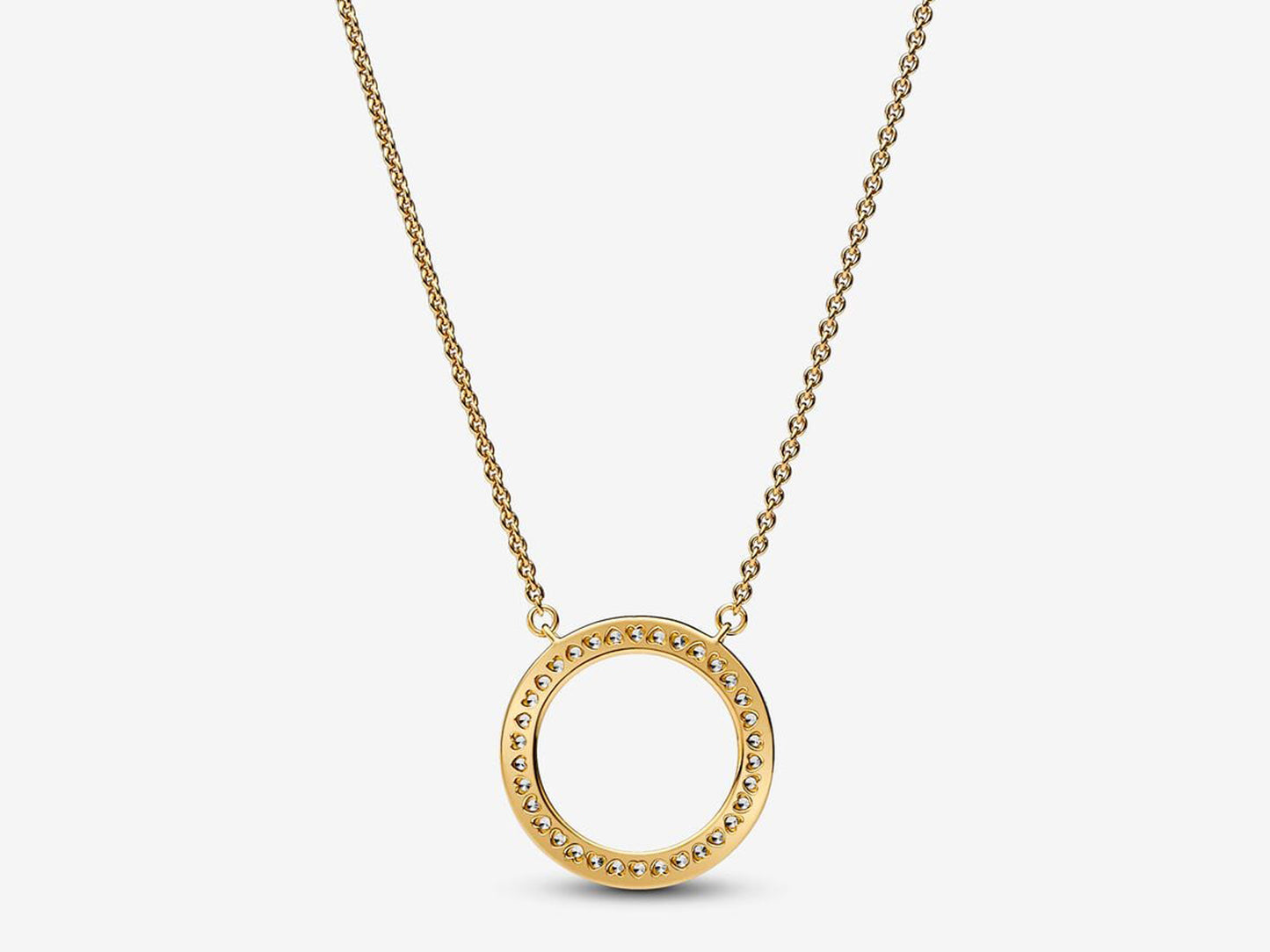 Pavé & Hearts Circle Pendant Necklace