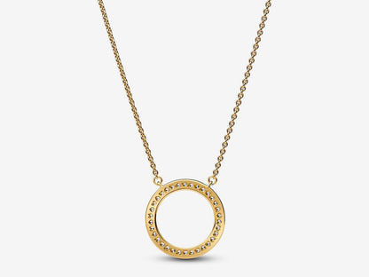 Pavé & Hearts Circle Pendant Necklace