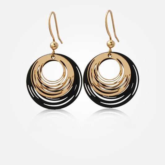 Unique Copper Hoop Earrings with Spiral Pattern