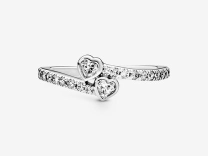 Two Sparkling Hearts Ring