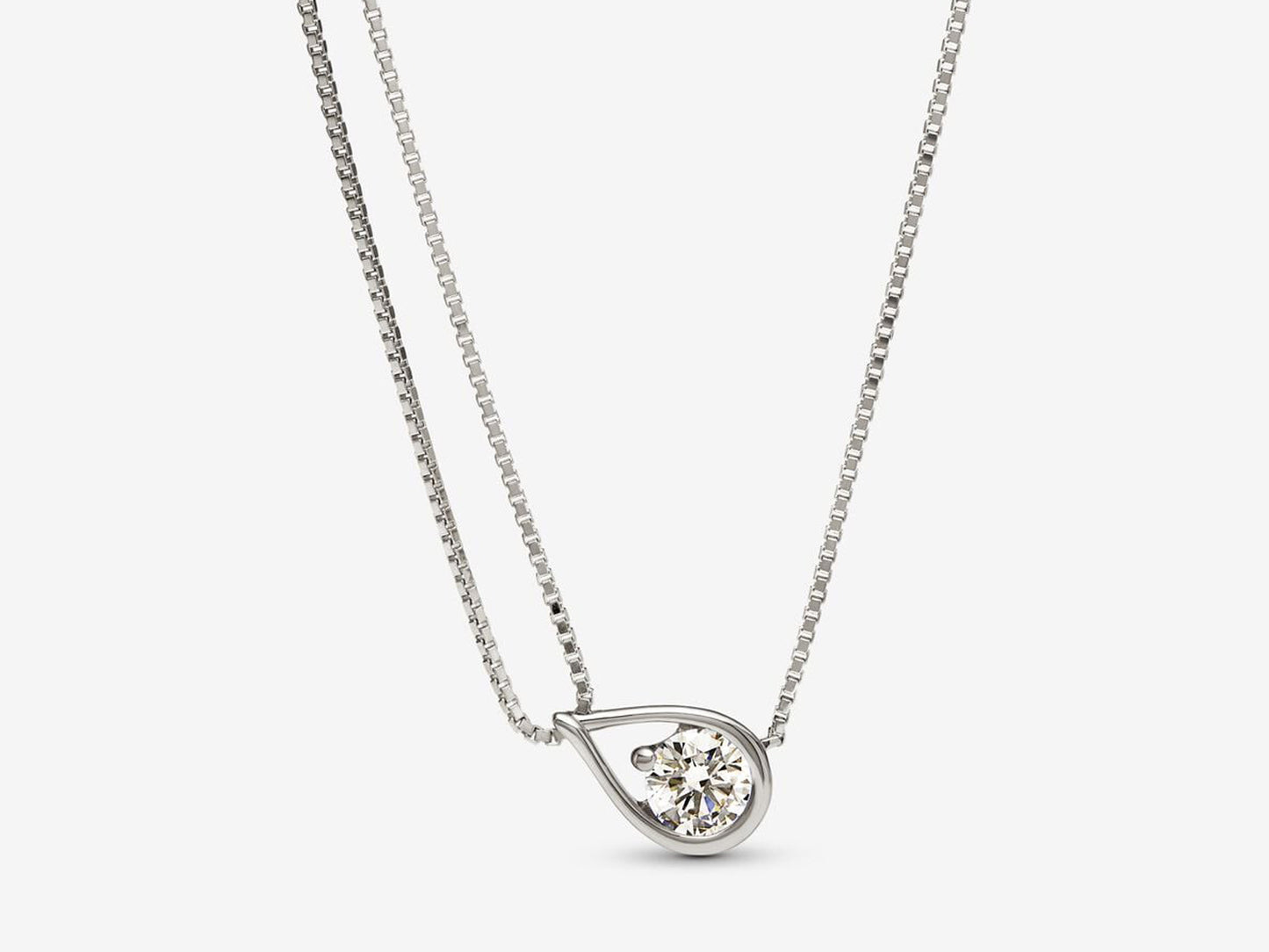 Lab-grown Diamond Double Chain Collier Necklace 0.75 carat tw 14k White Gold