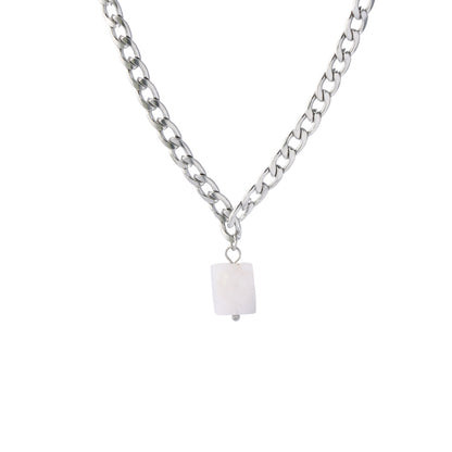 Minimalist Style Chopin Chain Necklace with Square Pendant