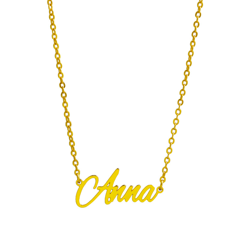 Fashionable gold letter pendant O-shaped chain necklace