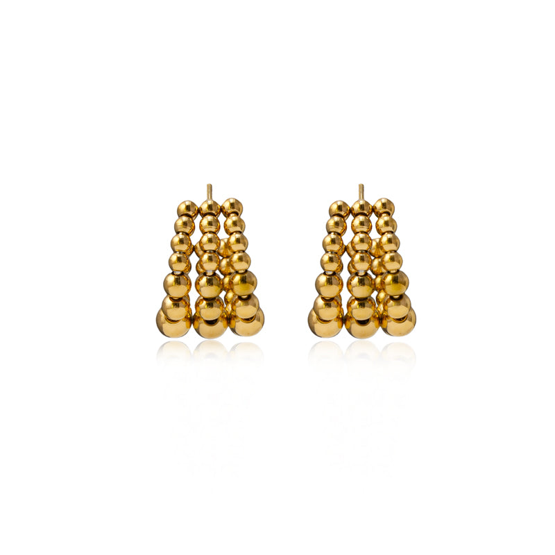 Modern Stainless Steel Hoop Earrings - Multi-layered Design