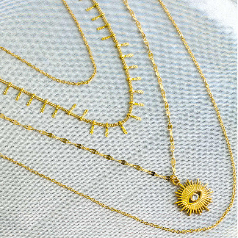 Sliver Stainless Steel Lip Necklace with Multi-layered Design
