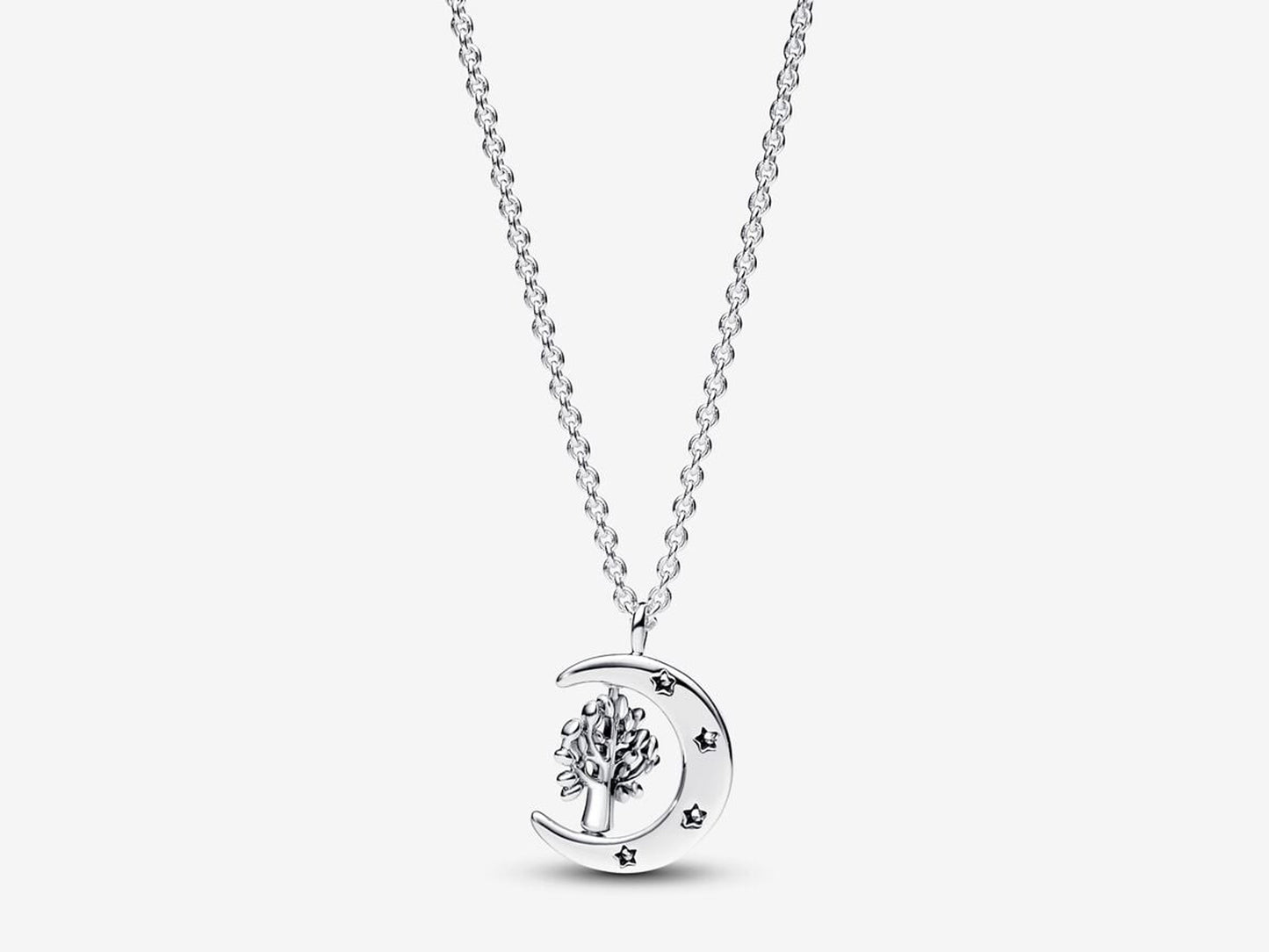 Moon & Spinning Tree Pendant Necklace