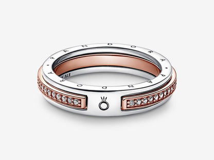 Two-tone Logo & Pavé Ring