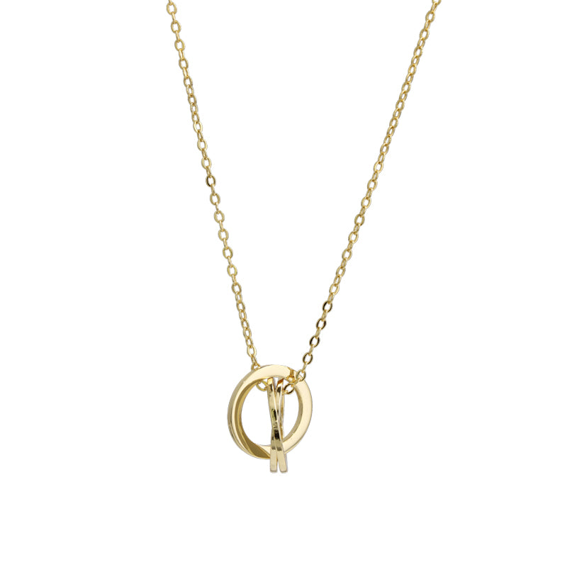 Gold O-Chain Multi-Ring Pendant Necklace