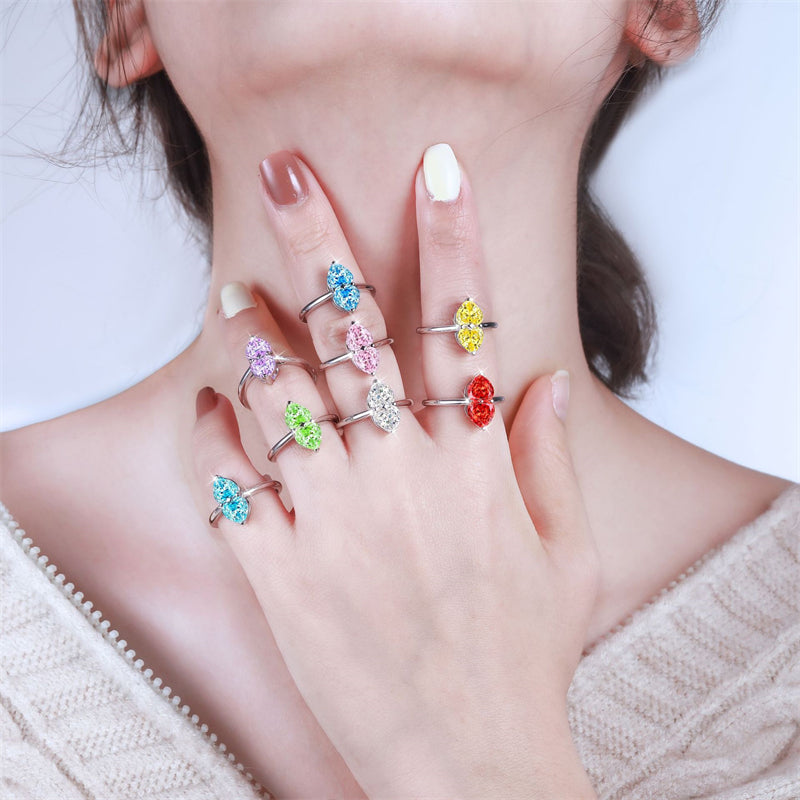 1ct Double Heart 925 Silver Ring - Elegant Flame & Ice-Cut Gemstone Band for Women