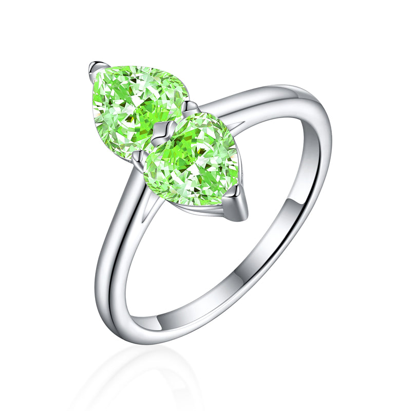 1ct Double Heart 925 Silver Ring - Elegant Flame & Ice-Cut Gemstone Band for Women