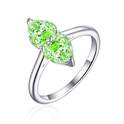 1ct Double Heart 925 Silver Ring - Elegant Flame & Ice-Cut Gemstone Band for Women