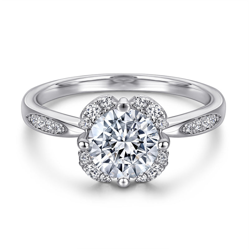 1ct Floral 925 Silver Ring - European-Inspired Zirconia Wedding Band