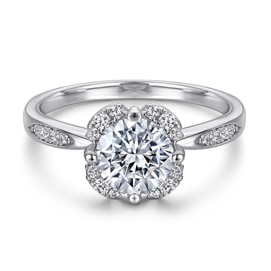 1ct Floral 925 Silver Ring - European-Inspired Zirconia Wedding Band