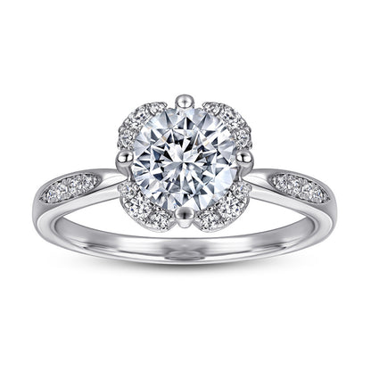 1ct Floral 925 Silver Ring - European-Inspired Zirconia Wedding Band