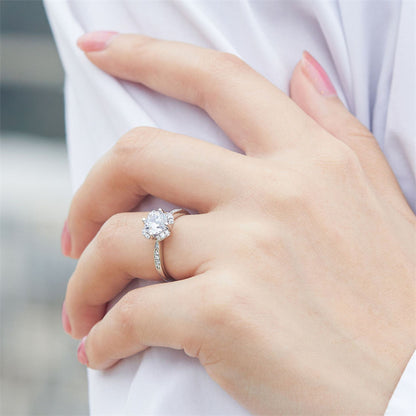 1ct Floral 925 Silver Ring - European-Inspired Zirconia Wedding Band