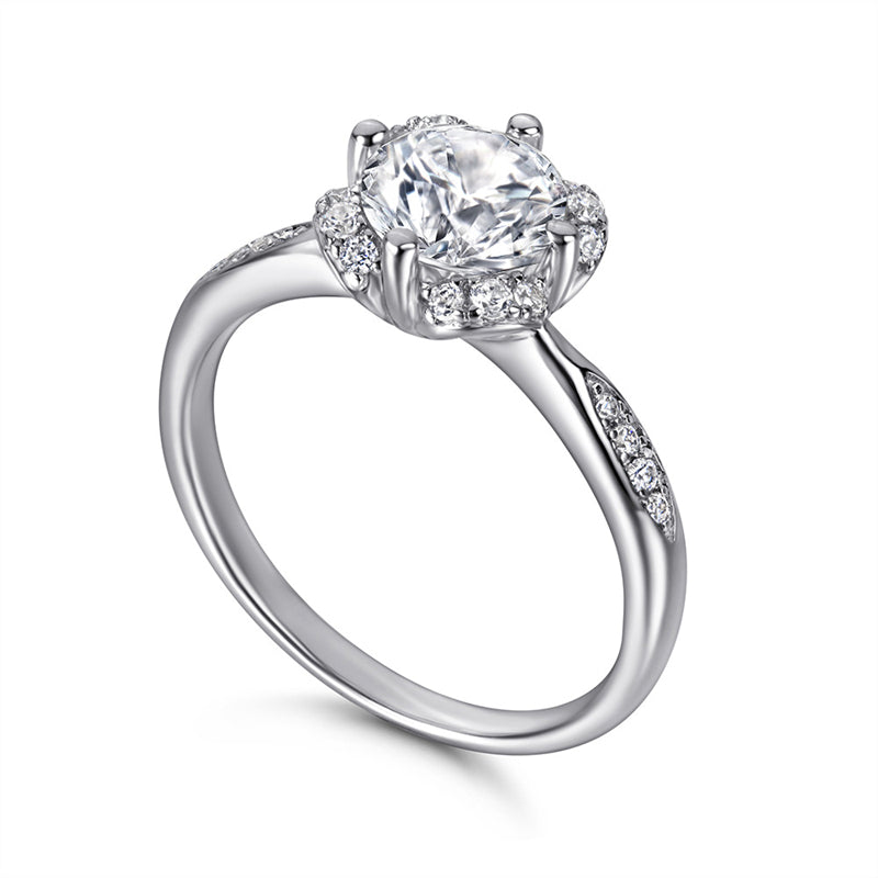 1ct Floral 925 Silver Ring - European-Inspired Zirconia Wedding Band