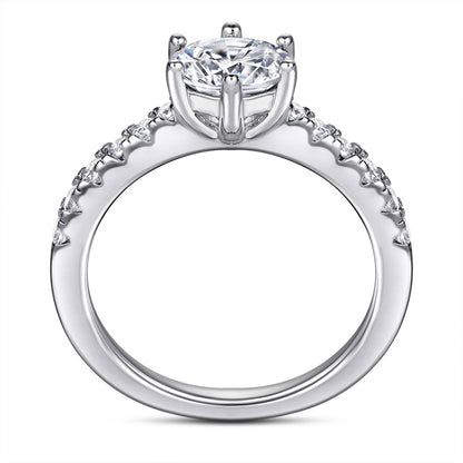 1ct Solitaire 925 Silver Ring - Classic Six-Prong Zirconia Engagement Band