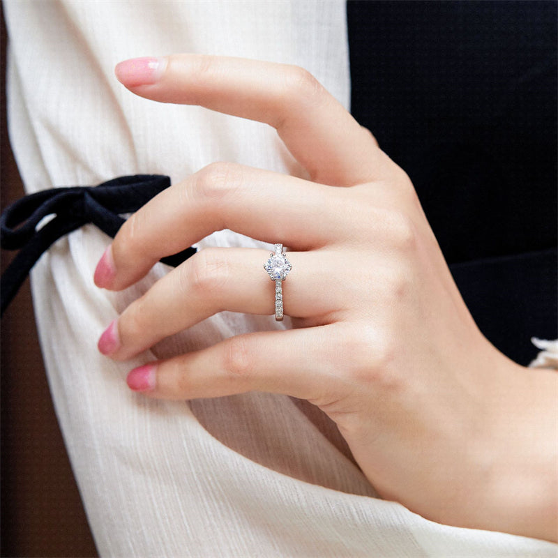 1ct Solitaire 925 Silver Ring - Classic Six-Prong Zirconia Engagement Band