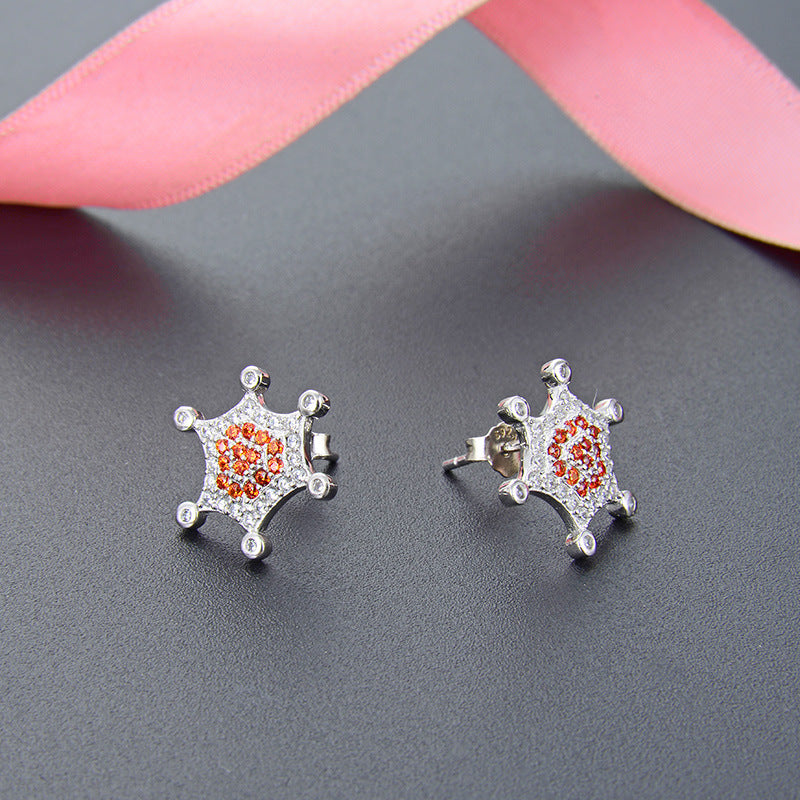 925 Sterling Silver Hexagon Stud Earrings - White Gold Plated Luxury Geometric Earrings for Women