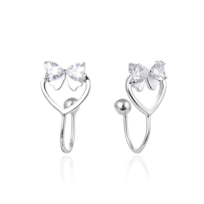 925 Sterling Silver Orange Slice Clip-On Earrings - Zircon Accented Luxury Fruit Design