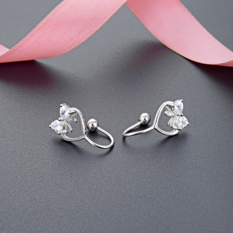 925 Sterling Silver Orange Slice Clip-On Earrings - Zircon Accented Luxury Fruit Design