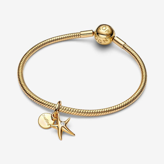 14k Gold Starfish Double Dangle Charm