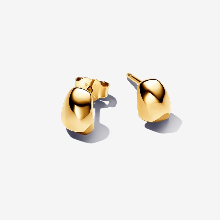 14K Gold Curved Stud Earrings