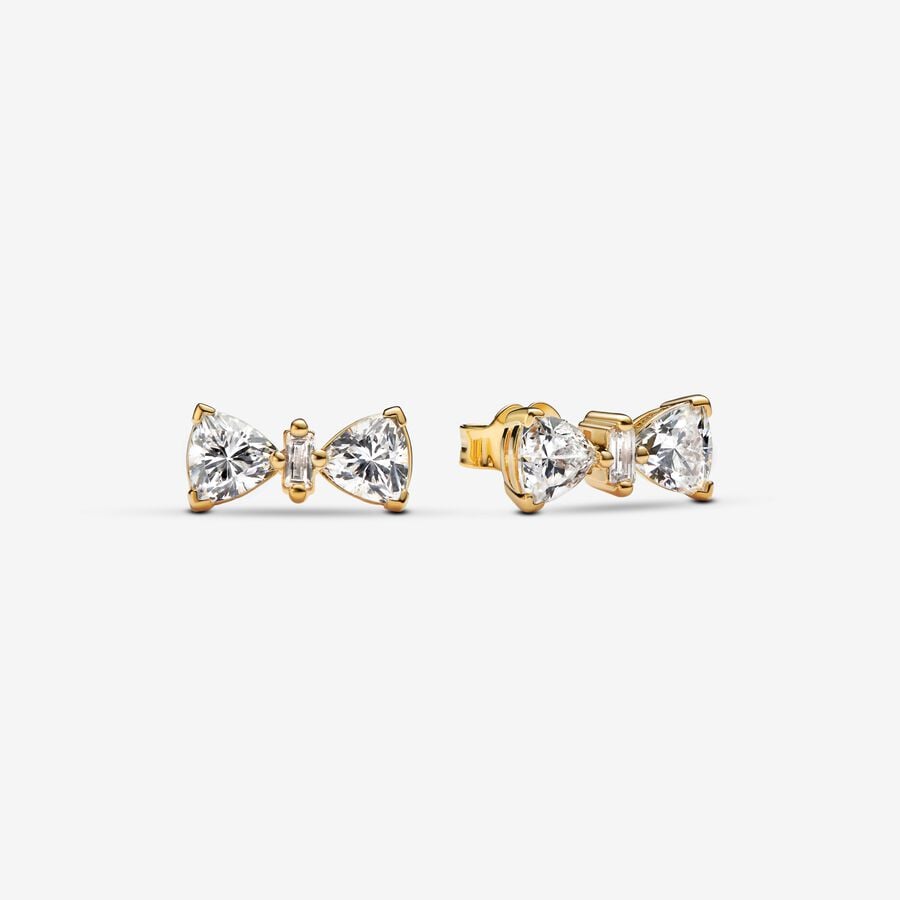 Sparkling Bow CZ Stud Earrings
