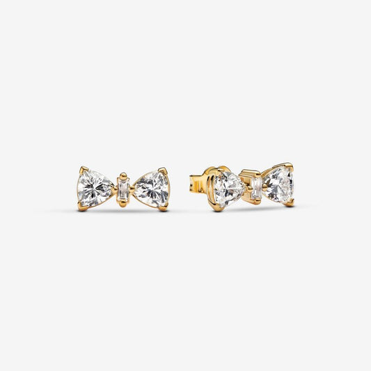 Sparkling Bow CZ Stud Earrings