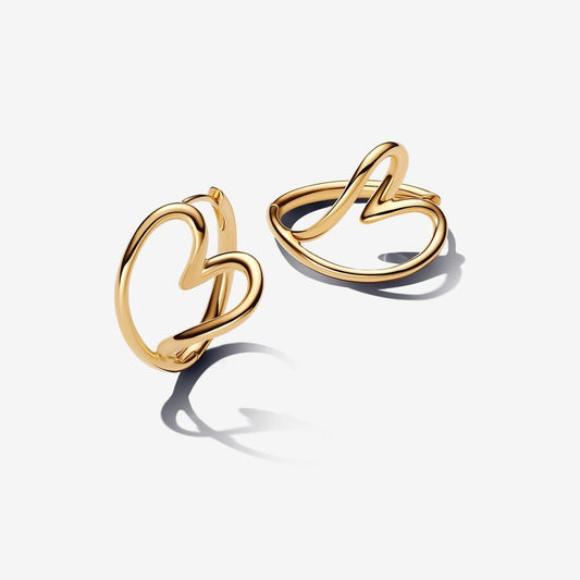 Fluid Shape Heart Hoop Set