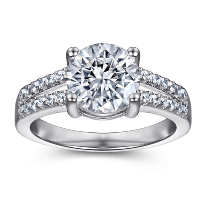 2 Carat Zircon Solitaire Ring - 925 Sterling Silver 4-Prong Engagement Jewelry