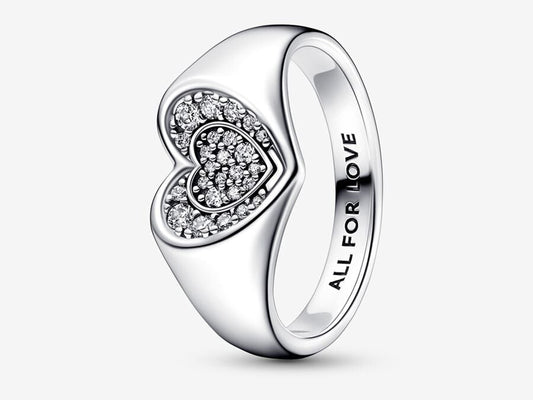 Radiant Heart Pavé Signet Ring