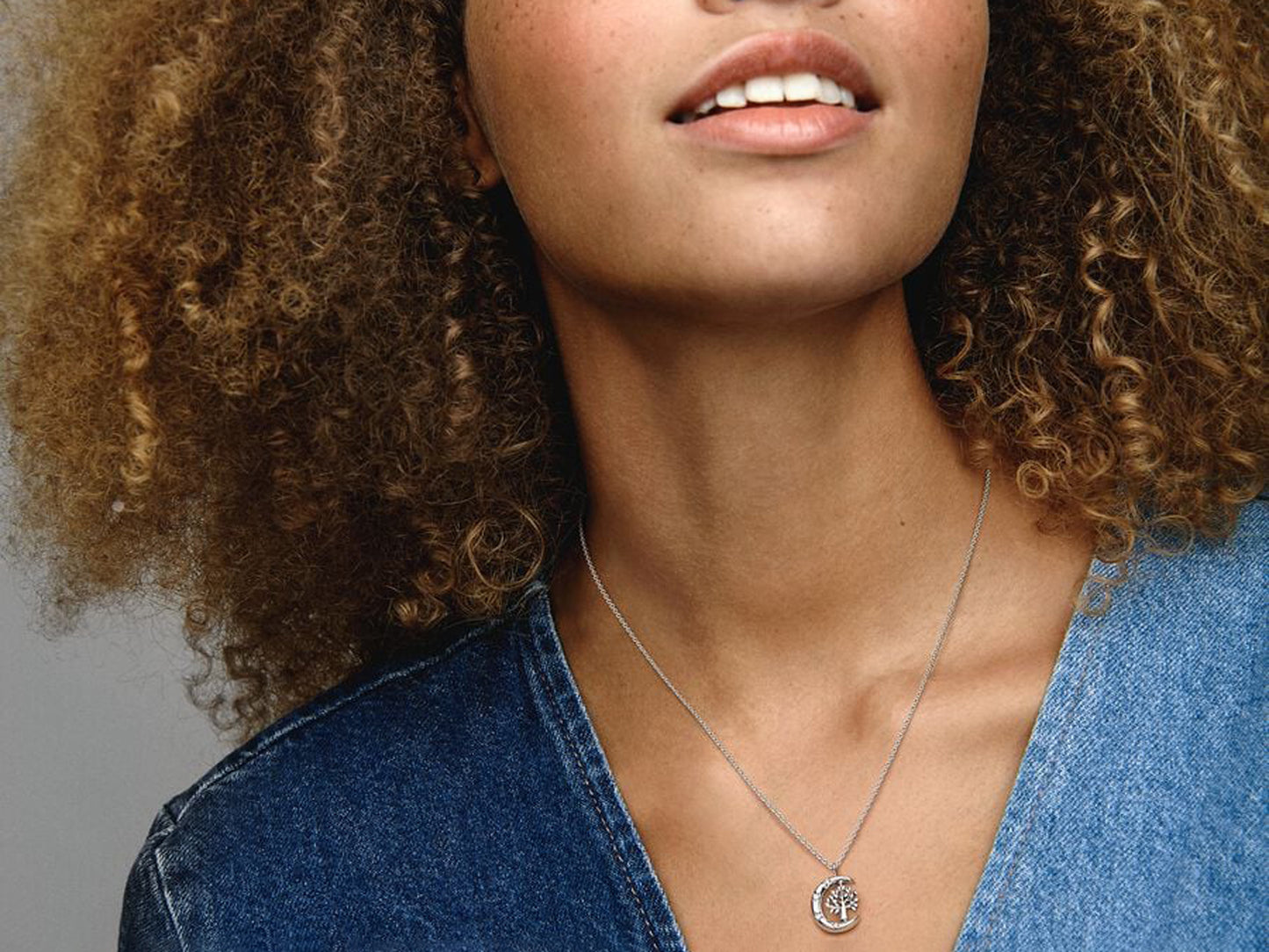 Moon & Spinning Tree Pendant Necklace