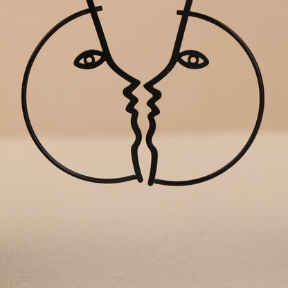 Minimalist Copper Face Earrings - Streamlined Design