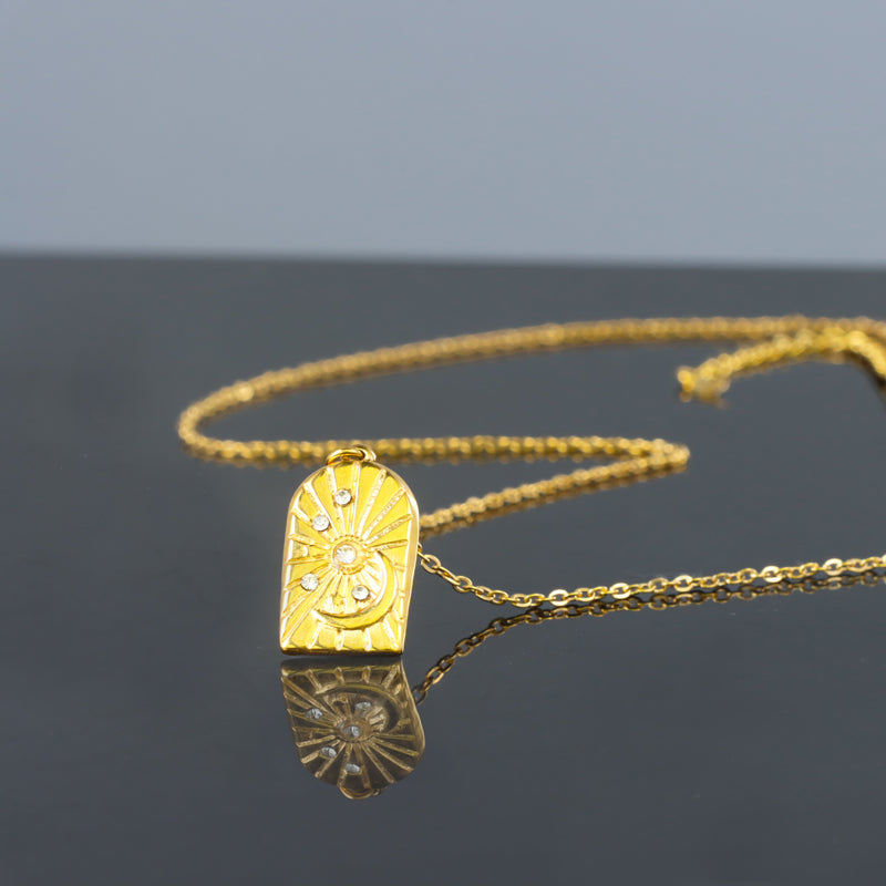 Celestial Theme Gold Stainless Steel O-Chain Necklace
