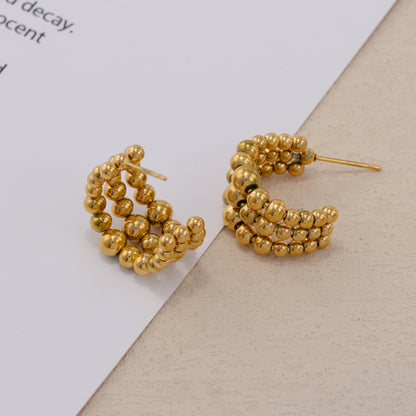 Modern Stainless Steel Hoop Earrings - Multi-layered Design