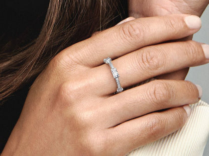 Rectangular Bars Sparkling Pavé Ring