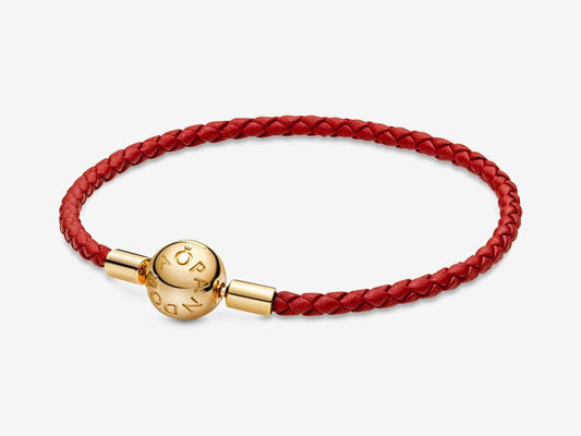 Red Woven Leather Bracelet