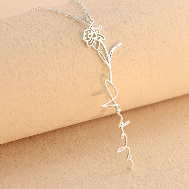 Nature-Inspired Stainless Steel Flower Pendant Necklace