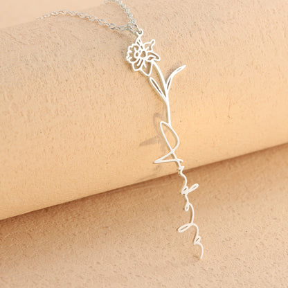 Nature-Inspired Stainless Steel Flower Pendant Necklace