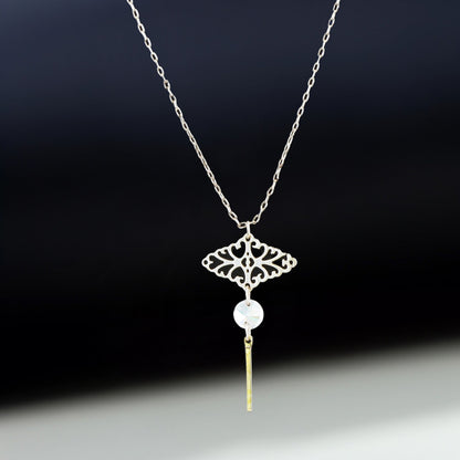 Silver Tassel Pendant Copper Cross Chain Necklace