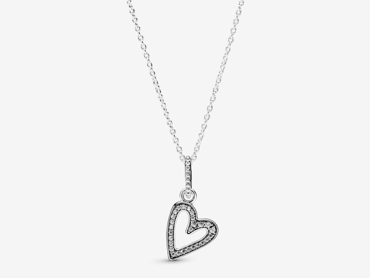 Sparkling Freehand Heart Pendant Necklace