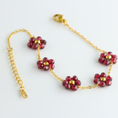 Chic Stainless Steel Bracelet with Red Stone Accents
