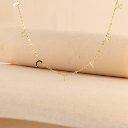 Gold Copper Alloy O-Chain Necklace with Letter Pendant