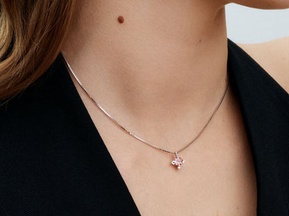 Lab-grown Pink Diamond Pendant Necklace 1.00 carat tw 14k White Gold