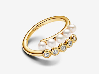 Treated Freshwater Cultured Pearls & Stones Open Ring